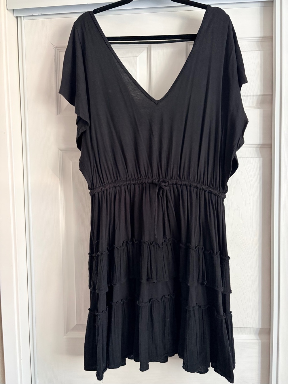 Anthro Black V-Neck Tiered Women's Dress